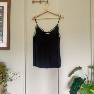 Aritzia Babaton Galen Black Camisole Tank with Mesh Detail Size L